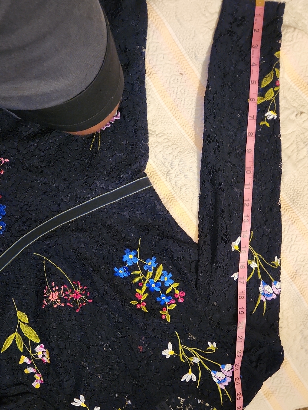 Karen Millen Navy Dress with Embroidery - Picture 8 of 9